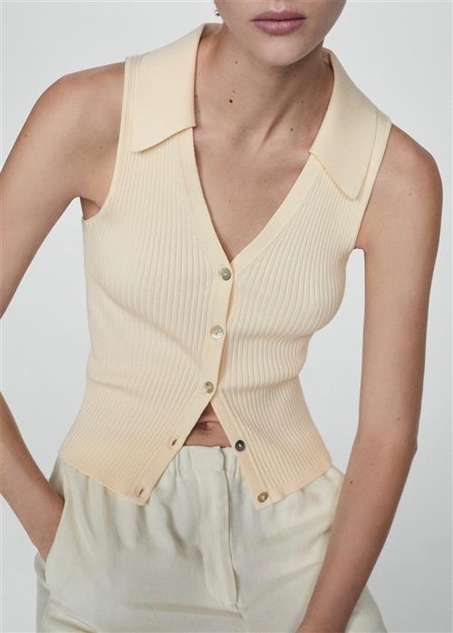 Se MANGO Buttoned Knit top Kvinde Light Beige Tanktoppe Str S - hos Magasin ved Magasin