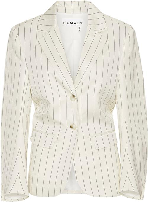 REMAIN Drapy Striped Blazer Kvinde Egret Comb. Blazere Str 34 - hos Magasin