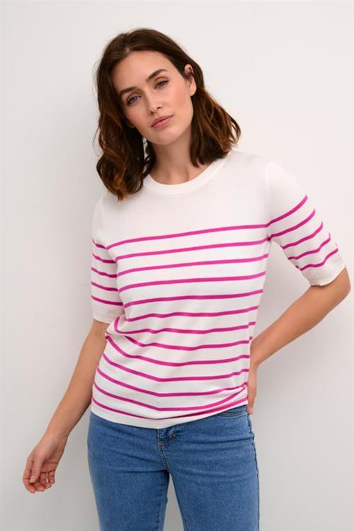 Se Kaffe Kalizza Narrow Striped Pullover Kvinde Chalk/rose Violet Sweaters Str S - hos Magasin ved Magasin