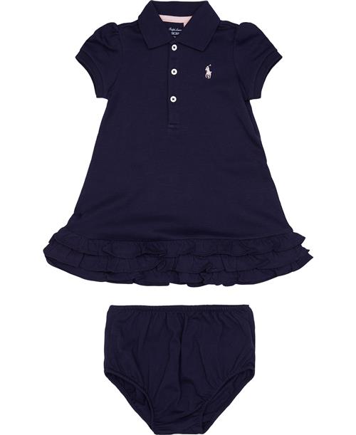 Polo Ralph Lauren Ruffled Polo Dress & Bloomer Str 18 mdr / 80 cm - Blå Kjoler Bomuld hos Magasin