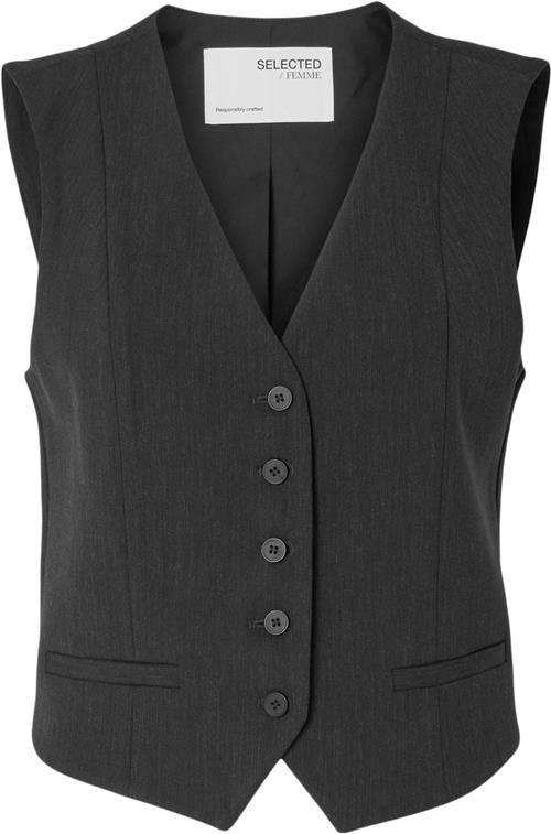 Selected Femme Slfrita Vest DGM Noos Kvinde Grå Veste Str 40 - Polyester hos Magasin