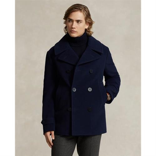 Polo Ralph Lauren Polo Woolblend Peacoat Mand Blå Frakker Str XL - Bomuld hos Magasin