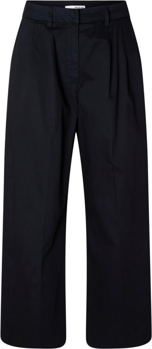 Se Selected Femme Slfmerla HW Extra Wide Pant Kvinde Mørkeblå Bukser Med Brede Ben Str 40 - hos Magasin ved Magasin