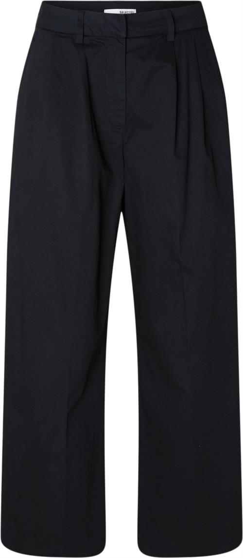 Se Selected Femme Slfmerla HW Extra Wide Pant Kvinde Mørkeblå Bukser Med Brede Ben Str 34 - hos Magasin ved Magasin