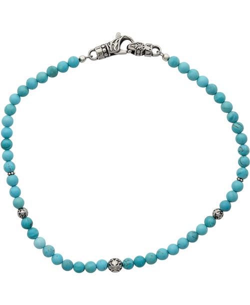 Se Nialaya Men's Adorned Stainless Steel Wrap Around Bracelet With Turquoise L - Armbånd Stål hos Magasin ved Magasin