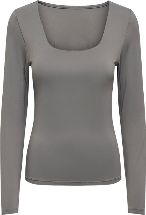 ONLY Onlea L/S 2way Deep Neck TOP JRS Kvinde Thunderstorm Langærmede T-shirts Str S - hos Magasin