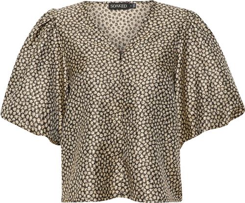 Se Soaked in Luxury Slkaela Blouse Kvinde Flower Jacquard Kortærmede Bluser Regular Fit Str M - hos Magasin ved Magasin