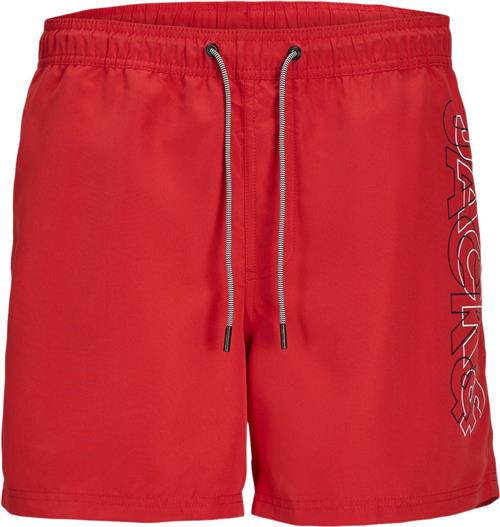 Jack & Jones Jpstfiji Jjswim Double Logo LY SN J Str 140 - True Red Badebukser hos Magasin