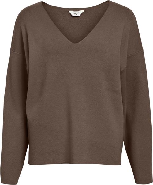 Object Objreynard Vneck Pullover Noos Kvinde Morel Toppe Regular Fit Str L - hos Magasin