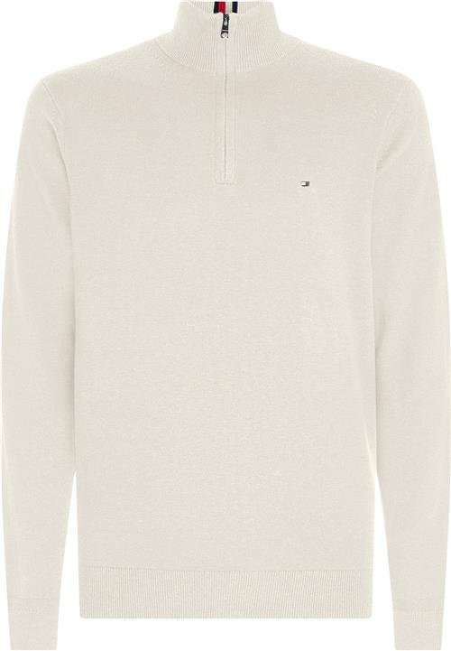 Se Tommy Hilfiger Pima ORG CTN Cashmere ZIP Mock Mand Ancient White Turtlenecks Str S Cashmere - hos Magasin ved Magasin