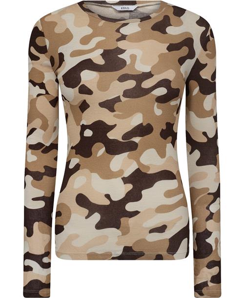 Se Envii Envelda LS TEE AOP 5328 Kvinde Desert Camo Langærmede T-shirts Str XS - hos Magasin ved Magasin