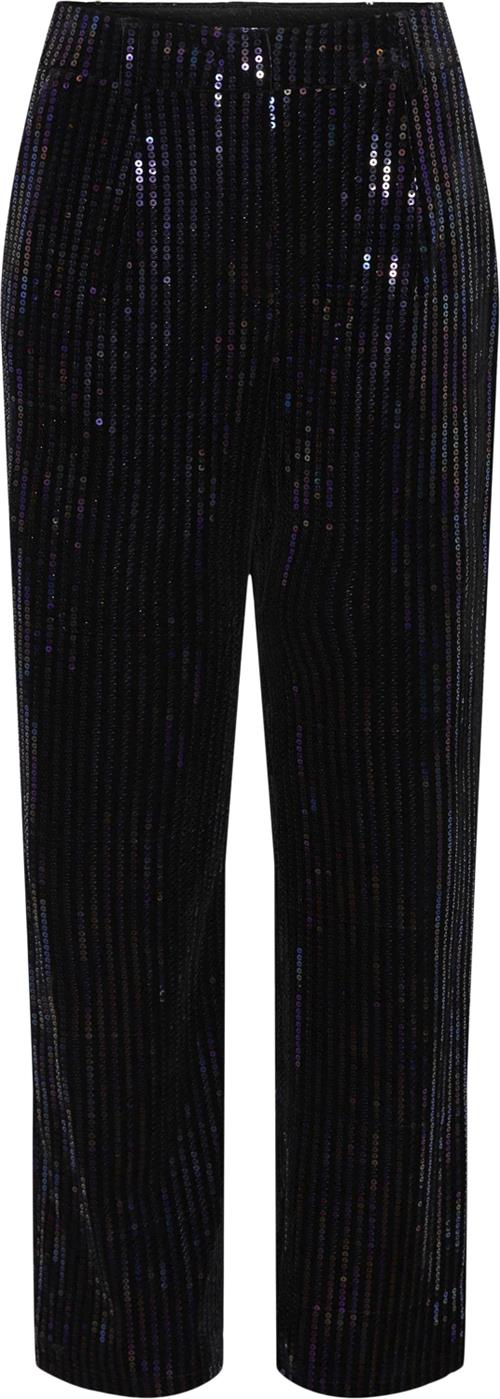 YAS Yaseliva Sequin HW Straight Pant Kvinde Black/w. Sequins Bukser Med Lige Ben Str XL - Polyester hos Magasin