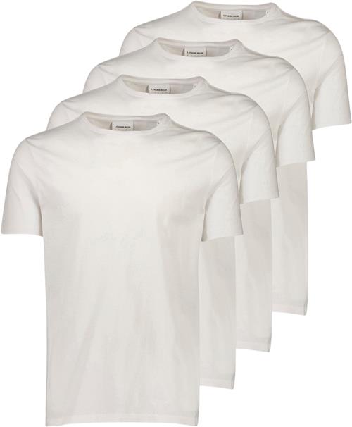 Lindbergh 4PK Basic tee S/S Mand Hvid Kortærmede T-shirts Relaxed Fit Str L - hos Magasin