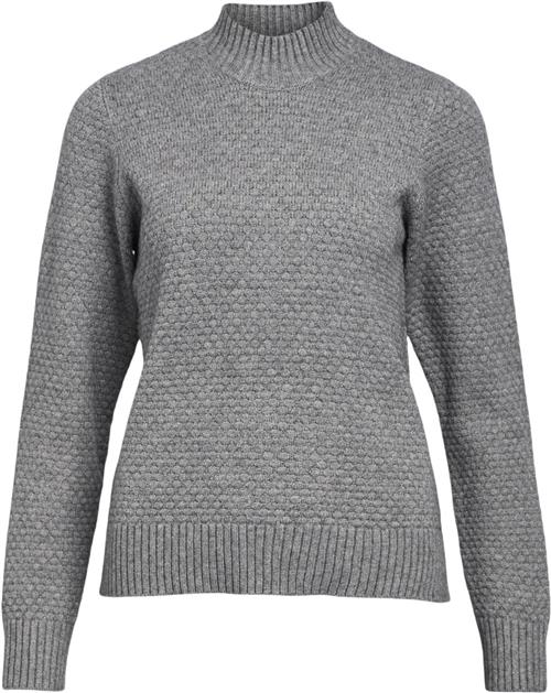 Object Objfenya RE L/S Knit Pullover Noos Kvinde Medium Grey Melange Toppe Regular Fit Str S - hos Magasin