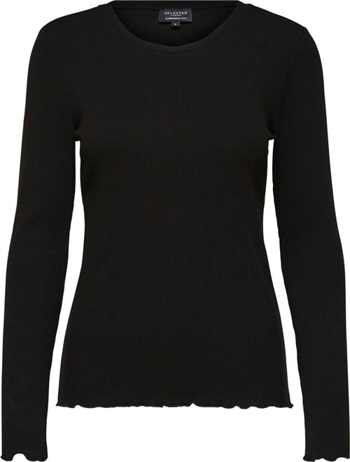 Selected Femme Slfanna LS Crew Neck TEE S Noos Kvinde Sort Langærmede T-shirts Str XS - hos Magasin