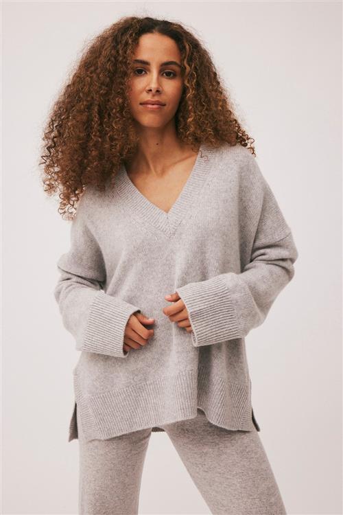 Magasin du Nord Collection Magasin Classic 3 100 Cashmere Kvinde Light Grey Melange Sweaters Str L Cashmere