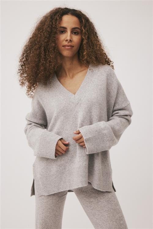 Magasin du Nord Collection Magasin Classic 3 100 Cashmere Kvinde Light Grey Melange Sweaters Str XL Cashmere