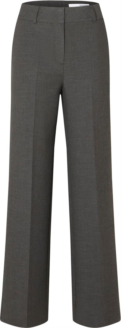 Se Selected Femme Slfrita MW Wide Pant DGM N Noos Kvinde Grå Bukser Med Brede Ben Str "34/""32" - hos Magasin ved Magasin