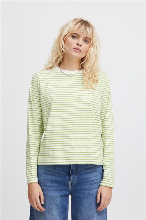 Se ICHI Ihmira LS2 Kvinde Green Tea Stripe Langærmede T-shirts Str XS - hos Magasin ved Magasin