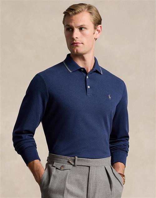 Polo Ralph Lauren 50/1 Interlocklsl-psh Mand Spring Navy Heather Langærmede Poloer Str XL - hos Magasin