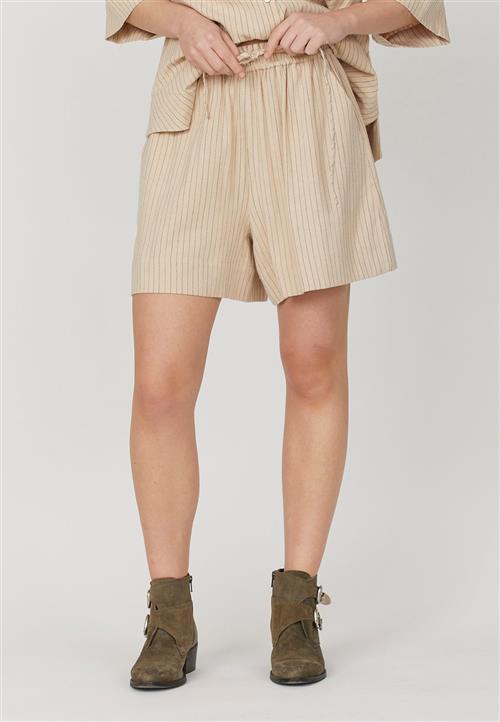 Love&Divine Love9704 Kvinde Sand Pinstripe Casual Shorts Str S - hos Magasin