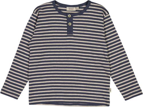 Wheat Langærmet Tshirt Morris Str 128/8y - Sea Storm Stripe Langærmede T-shirts Bomuld hos Magasin