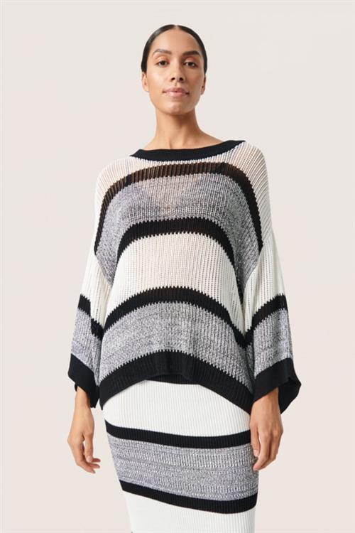 Soaked in Luxury Slrohanna Pullover Kvinde Black, White And Melange Sweaters Str XS - hos Magasin