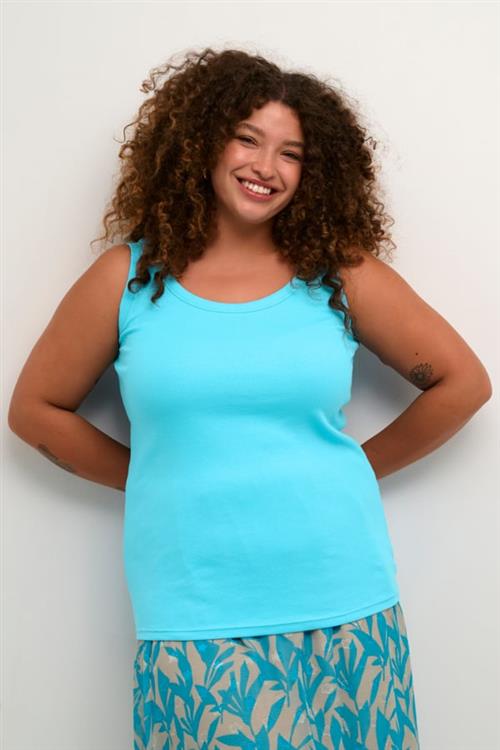 Kaffe Curve Kccarina Tank Top x Kvinde Blue Atoll Tanktoppe Str S - hos Magasin