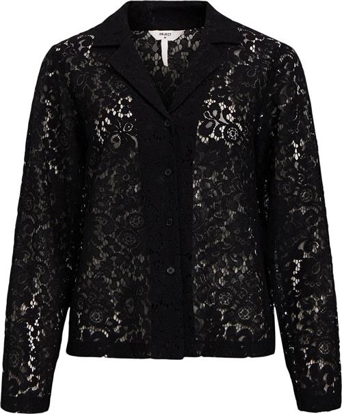 Se Object Objibi Thora L/S Shirt 132 DIV Kvinde Black Langærmede Bluser Str 38 - hos Magasin ved Magasin