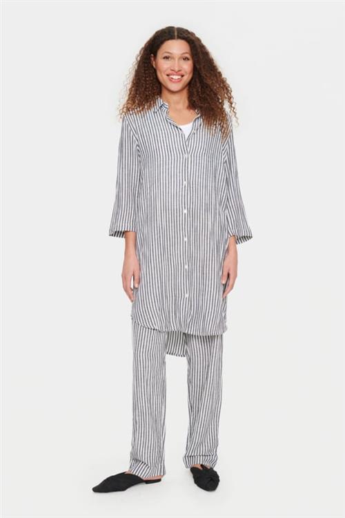 Se Saint Tropez Ulinasz Shirt Kvinde Night Sky Stripe Hørskjorter Loose Fit Str M - hos Magasin ved Magasin