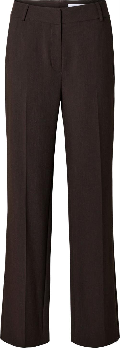 Selected Femme Slfrita MW Wide Pant Noos Kvinde Coffee Bean/melange Bukser Med Brede Ben Str 42 - hos Magasin