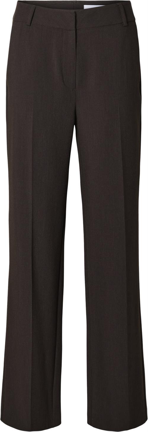 Selected Femme Slfrita MW Wide Pant Noos Kvinde Coffee Bean/melange Bukser Med Brede Ben Str 36 - hos Magasin