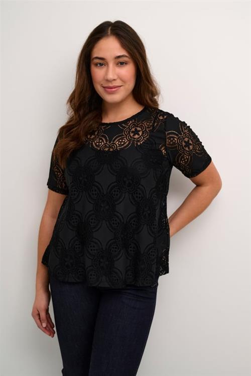 Se Culture Cuhenriette Olu SS Blouse Kvinde Black Kortærmede Bluser Str XS - hos Magasin ved Magasin