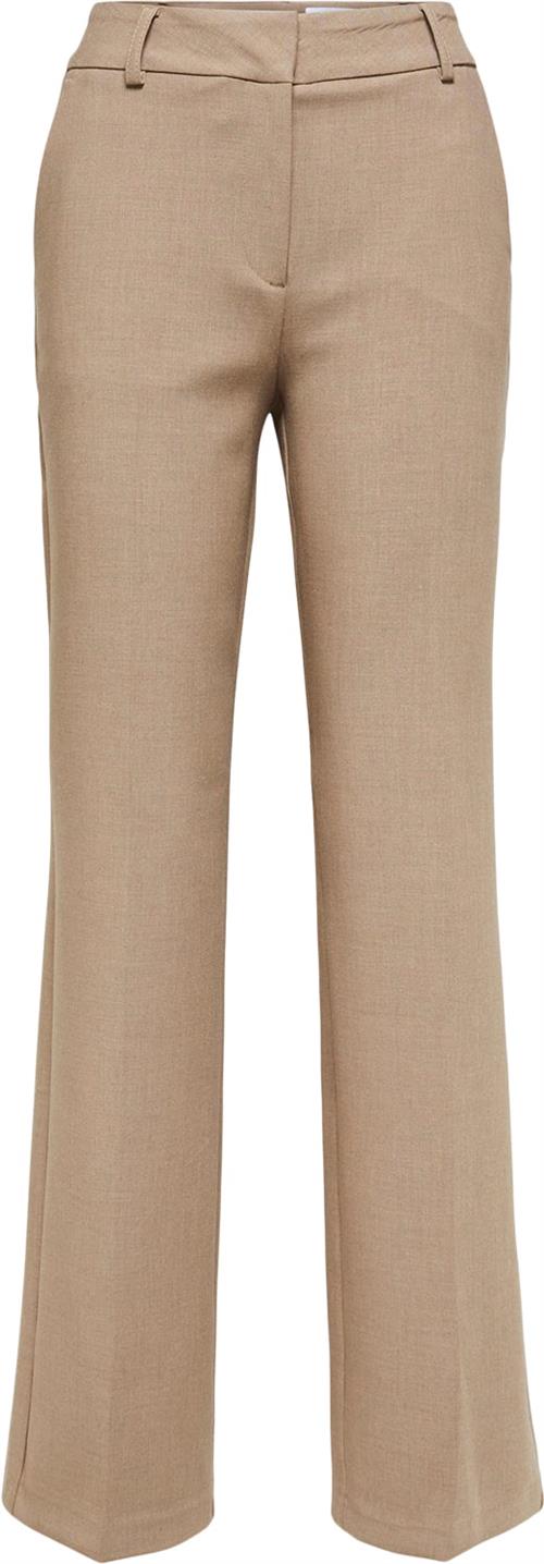 Selected Femme Slfrita MW Wide Pant Camel MLG B NO Kvinde Camel/melangé Bukser Med Brede Ben Str 38 - hos Magasin