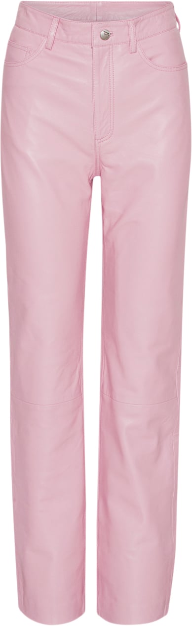 REMAIN Leather Straight Pants Kvinde Orchid Pink Bukser Med Lige Ben Str 38 - hos Magasin