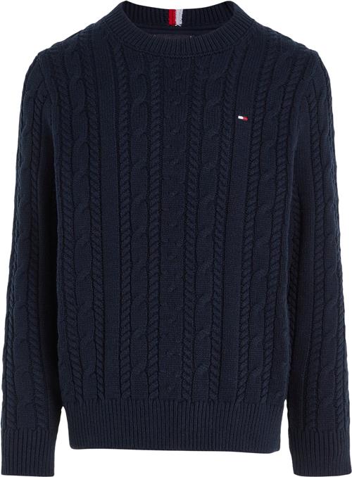 Tommy Hilfiger Essential Cable Sweater Str 14 år / 164 cm - Desert Sky Strik hos Magasin