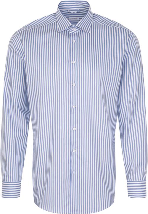 Seidensticker Business Shirt Regular Long Sleeve Kentcollar Stripes Mand Blue Langærmede Skjorter Str 44 - Bomuld hos Magasin