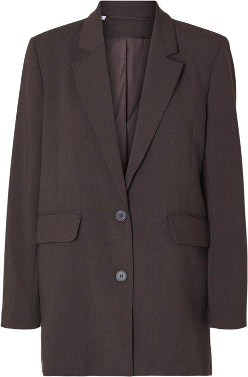 Se Selected Femme Slfrita LS Relaxed Blazer Noos Kvinde Coffee Bean/melange Blazere Str 38 - hos Magasin ved Magasin