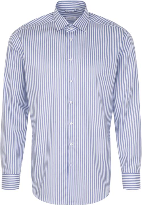 Seidensticker Business Shirt Regular Long Sleeve Kentcollar Stripes Mand Blue Langærmede Skjorter Str 48 - Bomuld hos Magasin