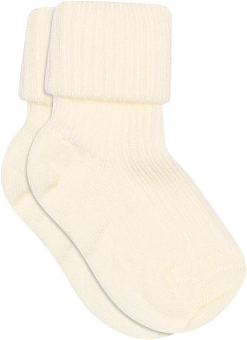 mpKids Ankle Wool RIB Turn Down Str 19/21 - Råhvid Strømper Uld hos Magasin