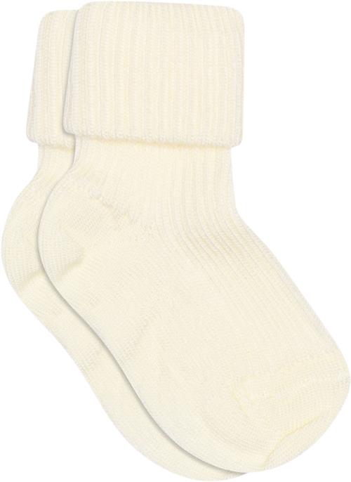 mpKids Ankle Wool RIB Turn Down Str 17/18 - Råhvid Strømper Uld hos Magasin