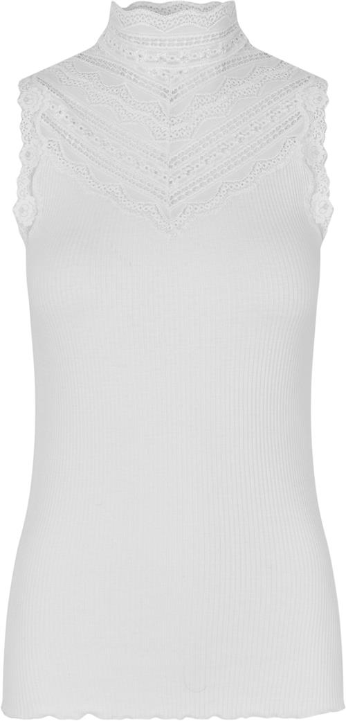 Rosemunde Silk top w/ Lace Kvinde Hvid Toppe Str XL - hos Magasin