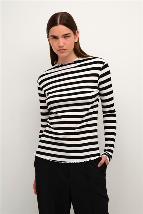 Se Karen by Simonsen Candacekb Big Stripe LS Kvinde Egret/meteorite Stripe Langærmede T-shirts Str XS - hos Magasin ved Magasin