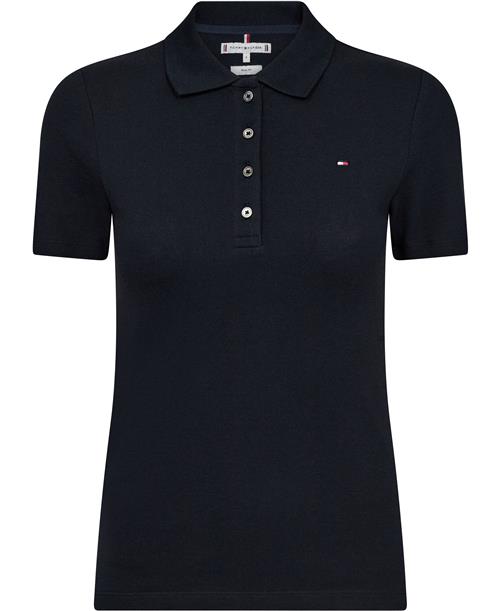 Tommy Hilfiger 1985 Slim Pique Polo SS Kvinde Desert Sky Kortærmede T-shirts Str XL - hos Magasin