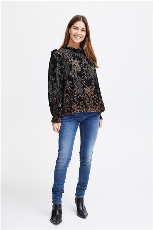 Sorbet Sbmora Blouse Kvinde Paisley Langærmede Bluser Str L - hos Magasin