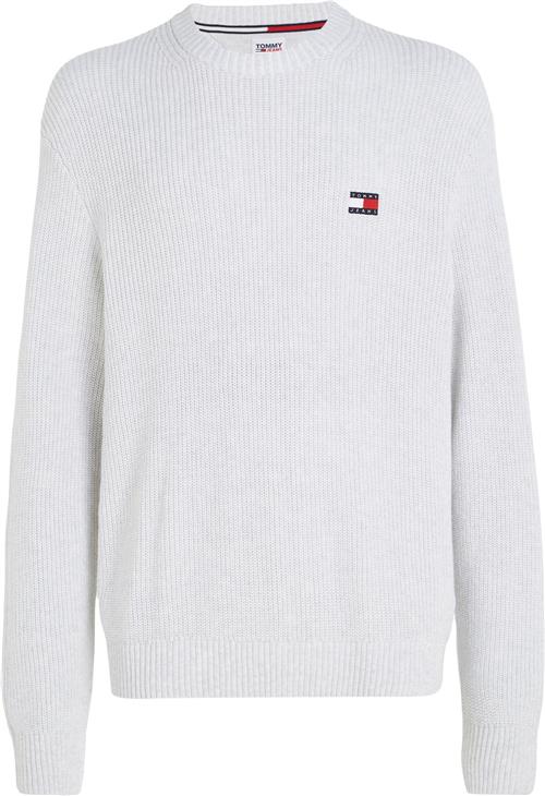 Se Tommy Hilfiger TJM REG Tonal XS Badge Sweater Mand Silver Grey Htr Sweatshirts Str S - hos Magasin ved Magasin