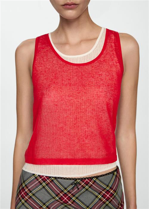 MANGO Combined Lyocell top Kvinde Red Tanktoppe Str S - hos Magasin