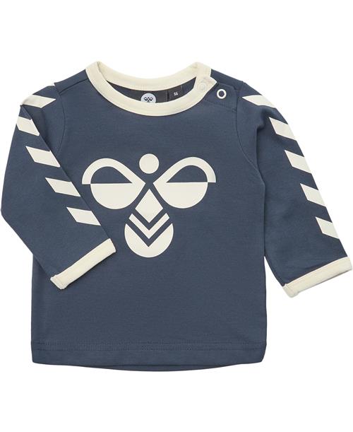 Hummel Hmlflipper Tshirt L/S Str 4-6 mdr / 68 cm - Blå Langærmede T-shirts hos Magasin