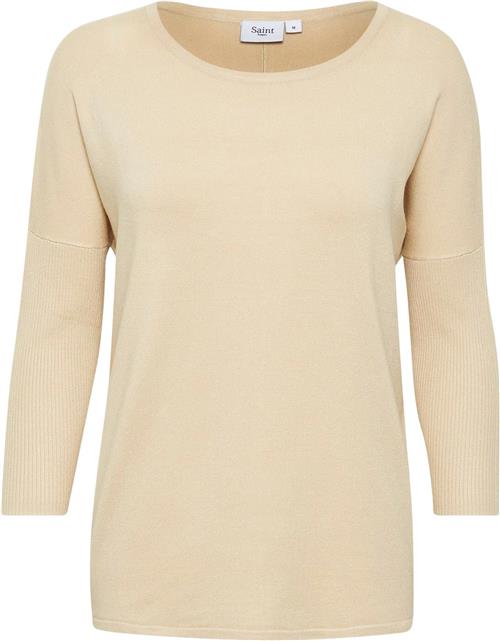 Se Saint Tropez A2561, Knit Blouse W RIB SL Kvinde Creme Sweaters Casual Fit Str XL - hos Magasin ved Magasin