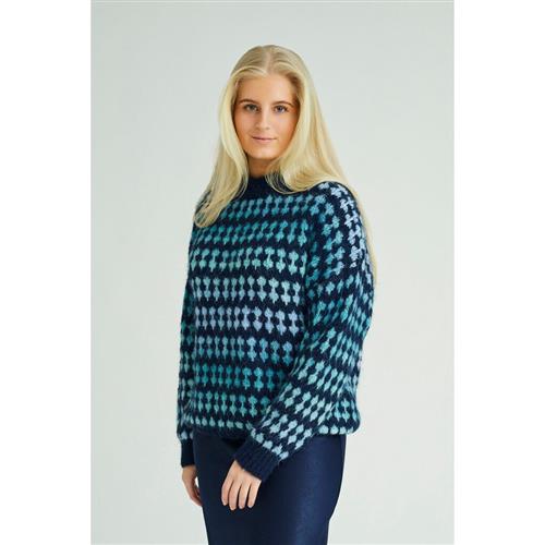 A-VIEW Patrisia Knit Pullover Kvinde Blue/navy Sweaters Loose Fit Str M - hos Magasin